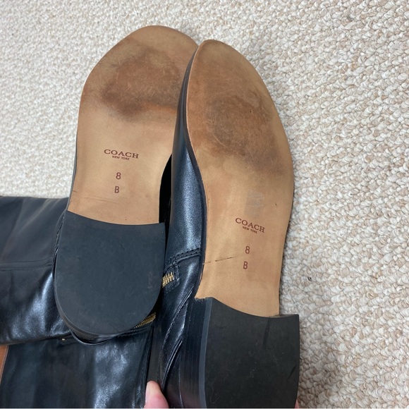 Coach Two Tone Leather Tall Riding Boots with Buckles - Picture 8 of 9